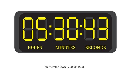 Digital clock. Icon on colorful buttons