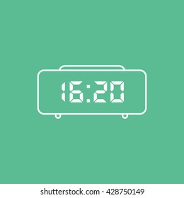 Digital Clock Icon On Green Background