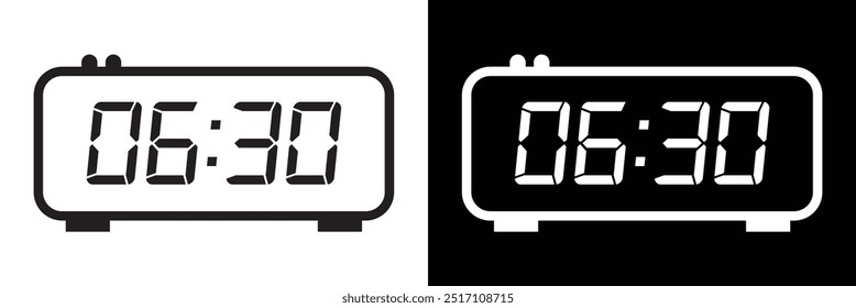 Conjunto de iconos de reloj digital. Iconos del reloj y de la hora del Vector fijados. Conjunto Horizontal de símbolo de reloj analógico. Icono de flecha de círculo. Ilustración vectorial en eps 10.