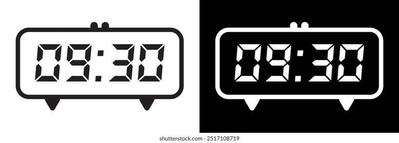 Conjunto de iconos de reloj digital. Iconos del reloj y de la hora del Vector fijados. Conjunto Horizontal de símbolo de reloj analógico. Icono de flecha de círculo. Ilustración vectorial en eps 10.