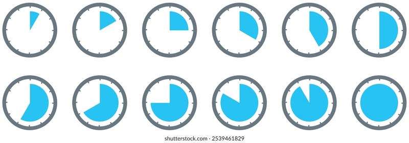 Digital Clock Icon. Digital stopwatch or timer, Countdown from 0 to 60 minute and 0 to 60. Cooking time, holding time, baking, delivery for app. Isolated on white Background.