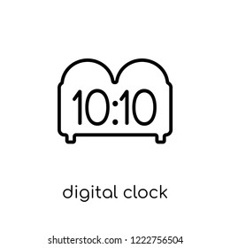 digital clock icon. Trendy modern flat linear vector digital clock icon on white background from thin line Electronic devices collection, outline vector illustration