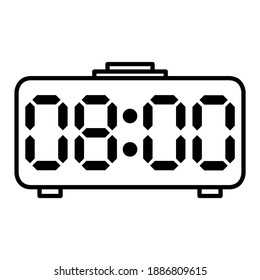 Digital clock icon in trendy outline style design. Vector illustration isolated on white background.