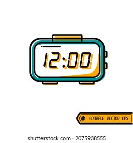 digital clock icon vector illustration logo template for many purpose. Isolated on white background. unique style