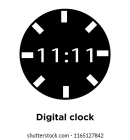 Digital clock icon vector isolated on white background, Digital clock transparent sign , black time symbols