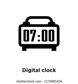 Digital clock icon vector isolated on white background, logo concept of Digital clock sign on transparent background, filled black symbol