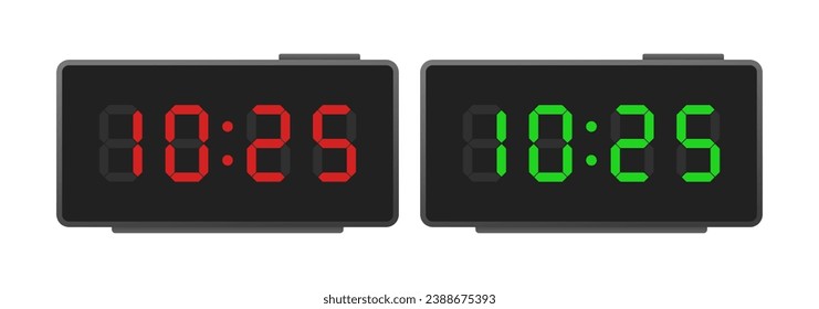 Digital clock icons. Flat, color, digital clock icons. Vector icons