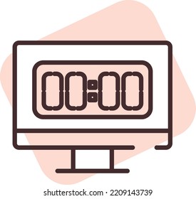 Digital clock, illustration, vector on white background.