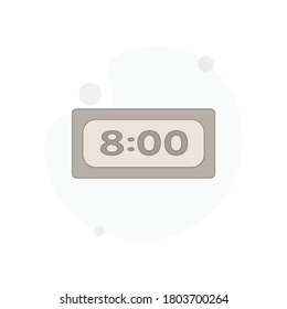 Digital clock isolated vector flat illustration on white