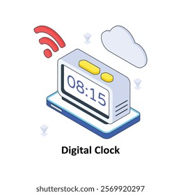 Digital Clock isometric Colored illustration. EPS File stock illustration