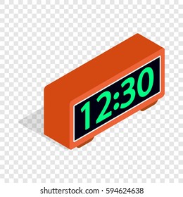 Digital clock isometric icon 3d on a transparent background vector illustration