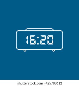 Digital Clock Line Icon On Blue Background