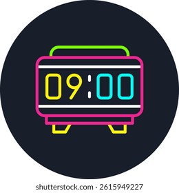 Digital Clock Line Multi Colour Circle