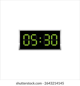 Digital Clock Logo Design with 05 30 Time. half past five am LED display vector	
