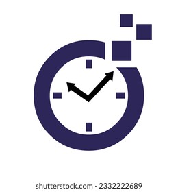 Digital clock logo icon in flat style