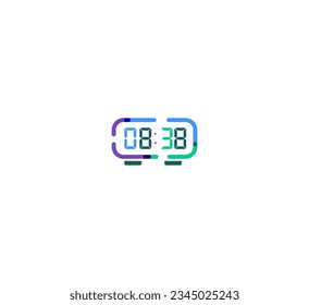 Digital Clock logo. Stopwatch time logo illustration. Atomic Clock logo.