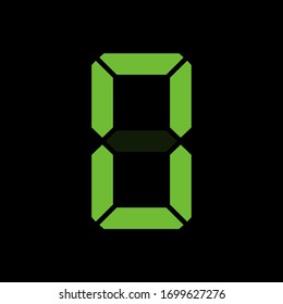 Digital clock number 0. Led digit 0. Zero.  Electronic figures. Vector illustration.