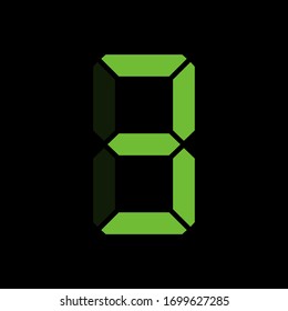 Digital clock number 3. Led digit 3. Three.  Electronic figures. Vector illustration.
