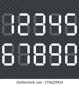 Digital clock number set. Electronic numbers. Vector.