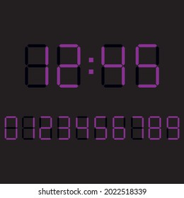 Digital clock number set. Electronic figures. Vector illustration eps 10