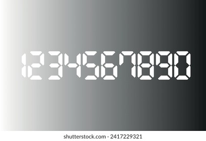 Digital clock number set. Electronic figures. Vector illustration.