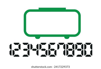 Digital clock number set. Electronic figures. Vector illustration.