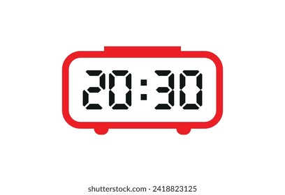 Número de reloj digital establecido. Cifras electrónicas. Ilustración vectorial.
