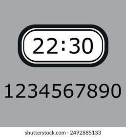 Digital clock number set. Electronic figures. Vector illustration.