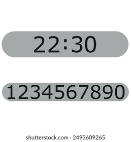 Digital clock number set. Electronic figures. Vector illustration.