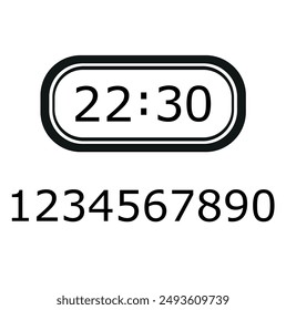 Número de reloj digital ajustado. Electrónicas cifras. Ilustración vectorial.