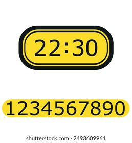 Digital clock number set. Electronic figures. Vector illustration.