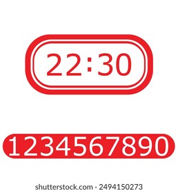 Digital clock number set. Electronic figures. Vector illustration.