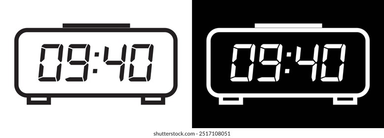 Conjunto de números de reloj digital. Cifras Electrónicas. Reloj despertador digital. conjunto de rojo y verde led número de reloj digital aislado en fondo blanco y transparente. Ilustración vectorial en EPS 10.