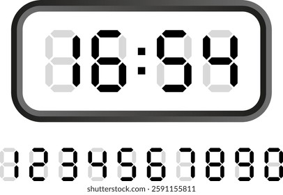 Digital Clock Number Set – Electronic Figures Vector Illustration
