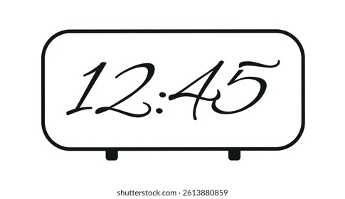 Digital clock number set. Electronic numbers. Digital alarm clock vector
