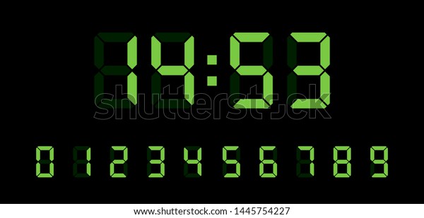 Digital clock number set. Electronic
figures. Vector
illustration.