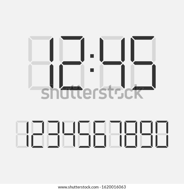 Digital Clock Number Set Electronic Figures Stock Vector (Royalty Free ...