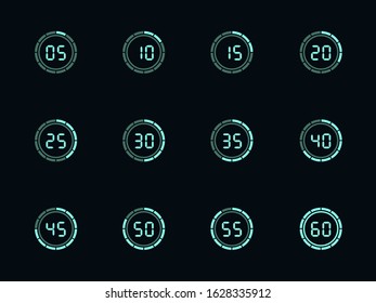 Digital clock number set with five minutes interval. Electronic figures. Vector illustration.
Interface UX, UI GUI screen template for web site banners.