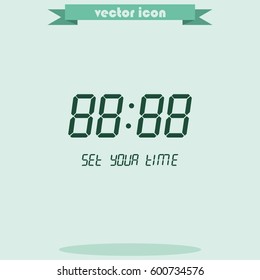 Digital clock & number set flat vector icon.