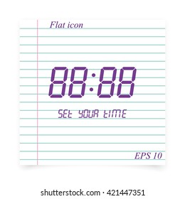 Digital clock & number set icon.