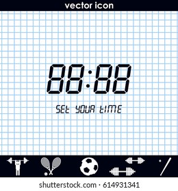 Digital clock & number set icon.