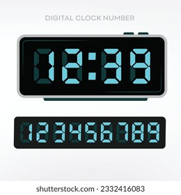 Digital clock number set. Time icon 