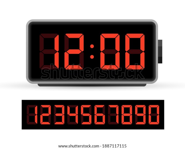 Digital clock number set. Time icon. Design\
element. Vector stock\
illustration.