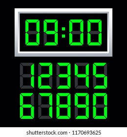 Digital clock  number set. Vector stock illustration.