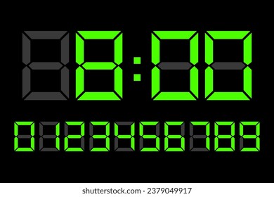 Digital clock number set. Vector illustration. EPS 10.