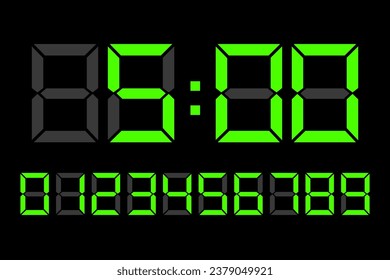 Digital clock number set. Vector illustration. EPS 10.