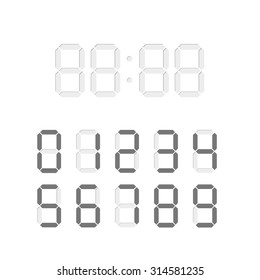 Digital Clock & Number Set, Vector Illustration