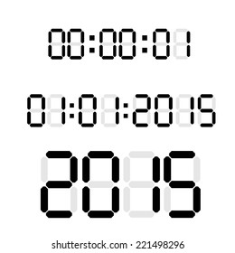 Digital clock & number set.alarm clock with 2015 new year