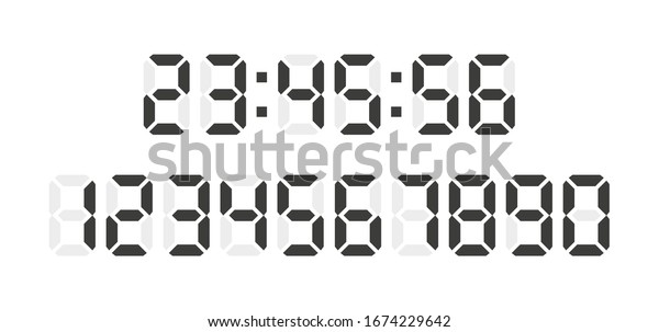 Digital Clock Numbers On White Background Stock Vector (Royalty Free ...