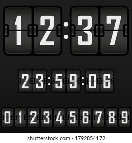 Digital clock and numbers set. Electronic alarm icon. Letters and numbers for a electronic devices. Vector template illustration.